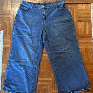 SHEIN curve Wide-Leg Blue Denim Jeans